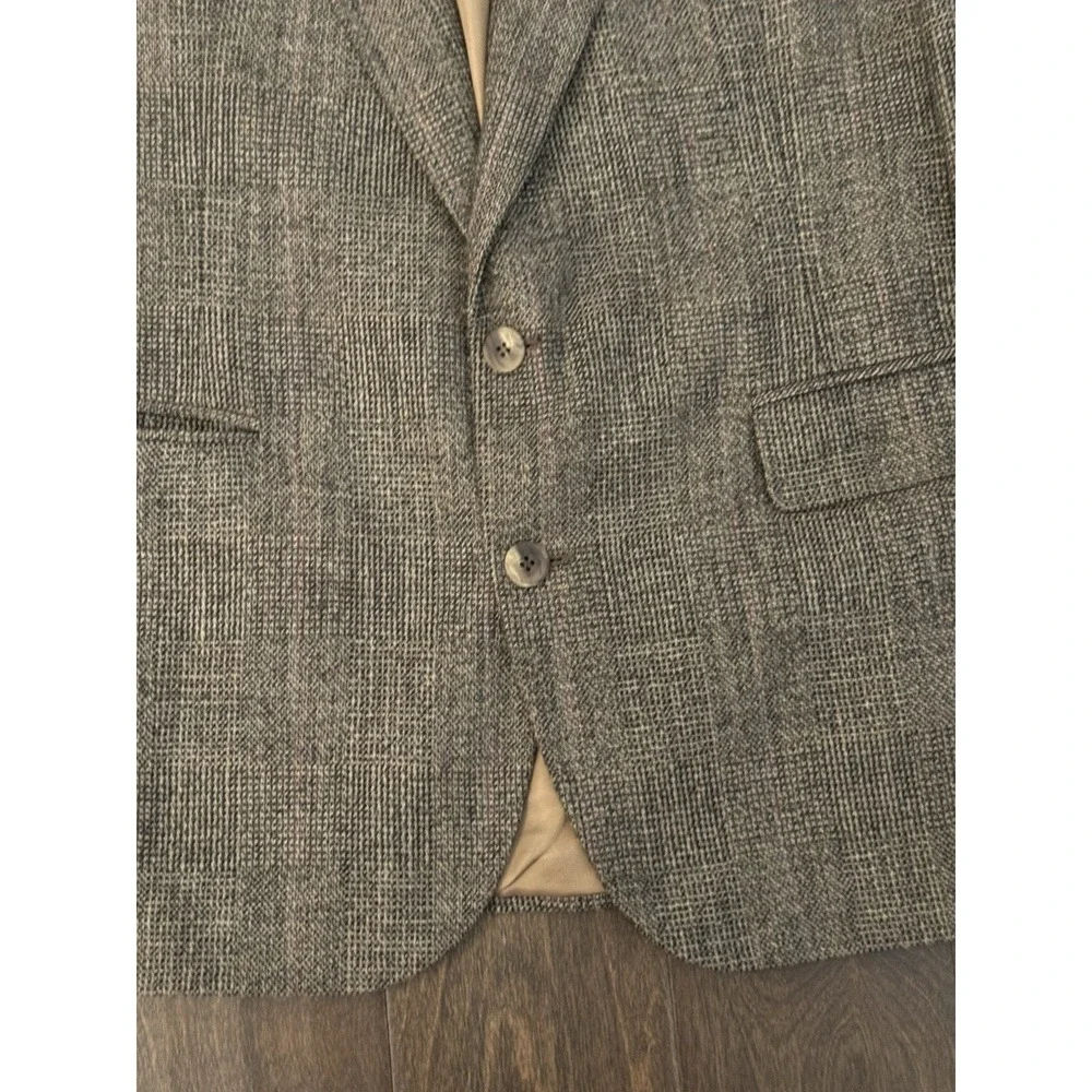 Haggar Gallery Mens Wool Blend Beige Tweed Blazer Jacket Made In USA Size 44R‎